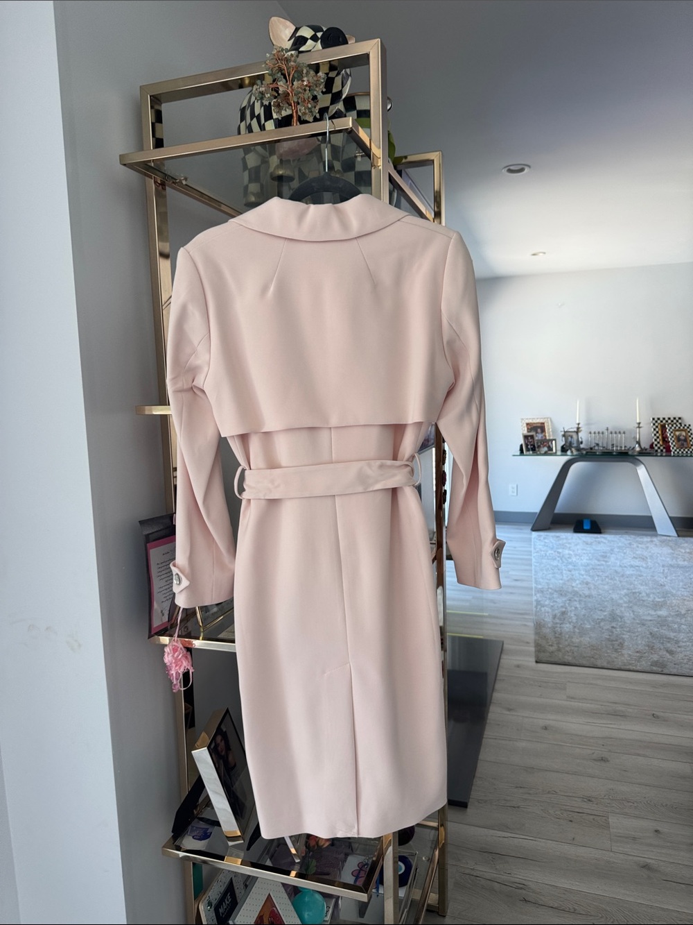 White House black market Blush Pink Double-Breasted Trench Coat size s - Picture 2 of 6